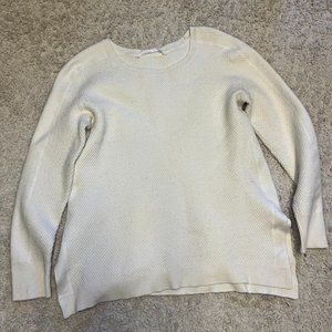 Athleta White Waffle Weave Pullover Recovery Sweater